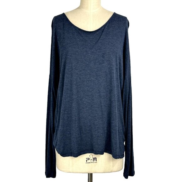 Vince Scoop Neck Pullover Top Long Sleeve Blue Viscose Size M - Picture 2 of 9